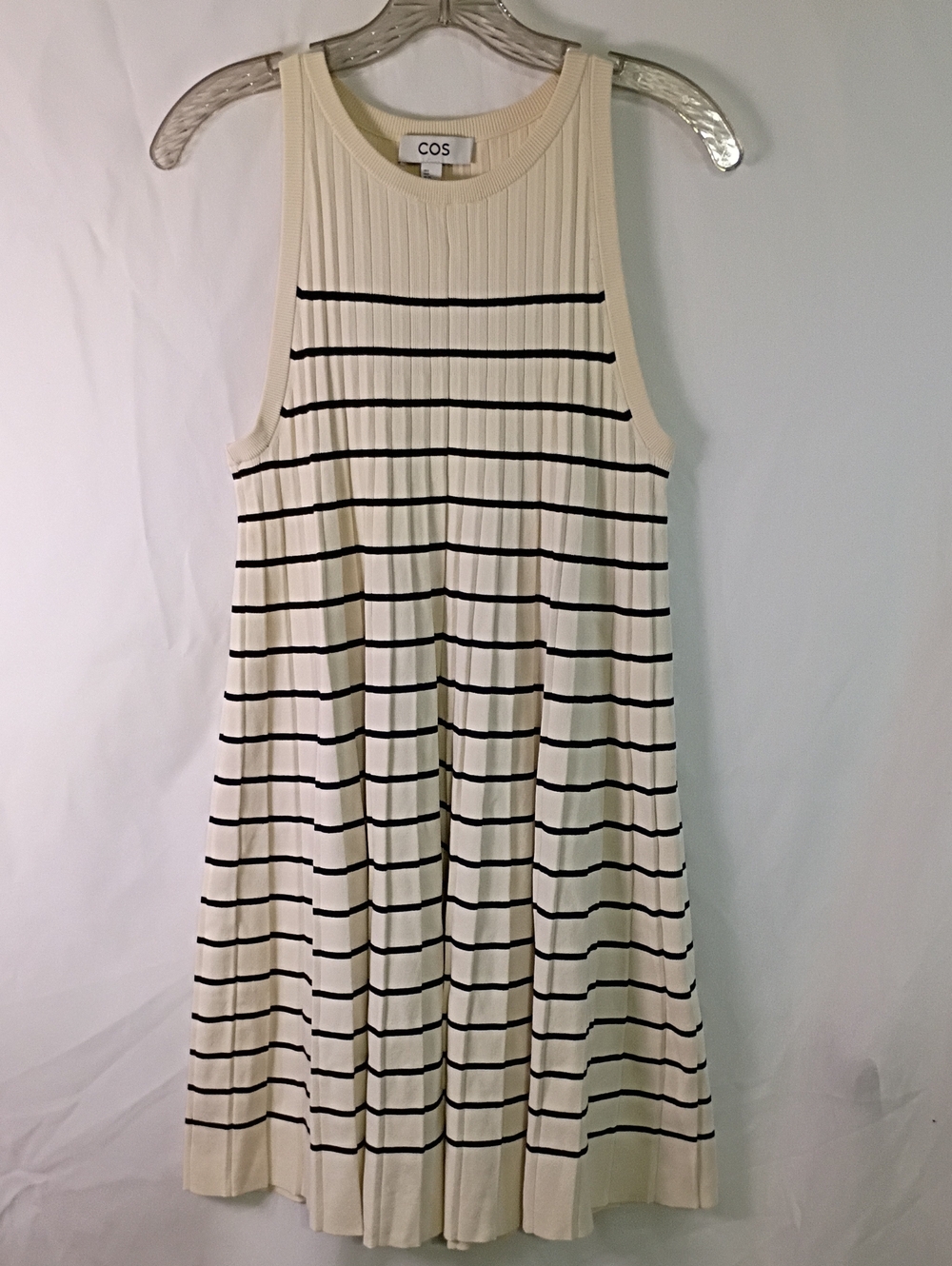 COS Cream Sleeveless Knit Dress with Black Stripes